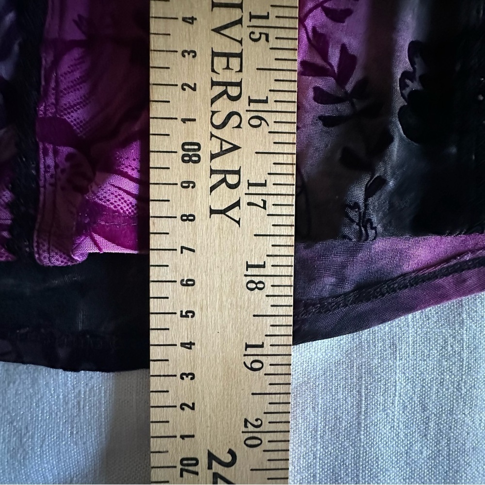Vtg Y2K Top Womens Petite S Purple Burnout Velvet Floral Whimsigoth Fairy Grunge - Picture 4 of 8